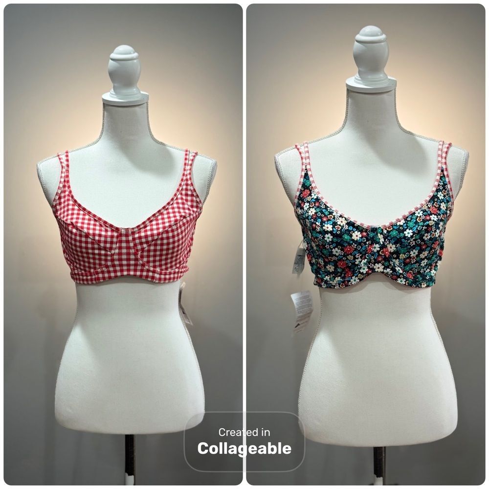 Lands’ End Reversible Bikini/Bra Top Size 34DD NWT